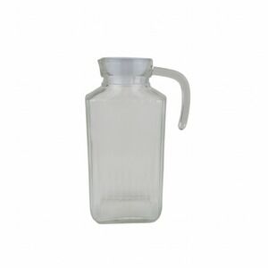 Amici Clear Glass Rectangular Ribbed Pitcher with White Lid 10 inch Water Carafe